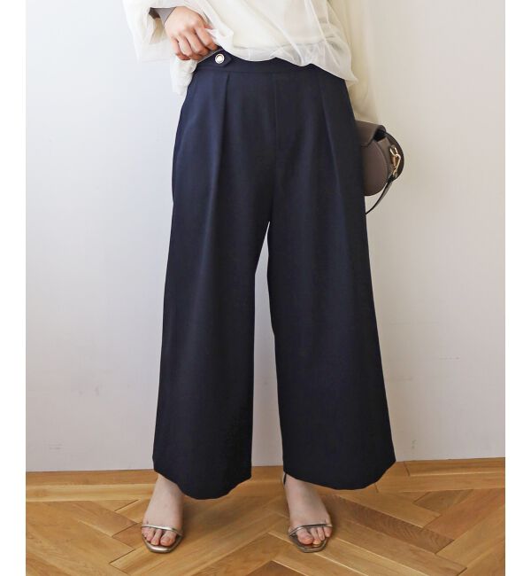 le.coeur blanc「ウールライクウエストデザインワイドクロップドパンツ」|その他|