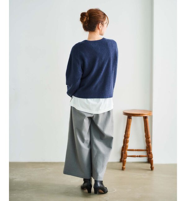 le.coeur blanc「ウールライクウエストデザインワイドクロップドパンツ」|その他|