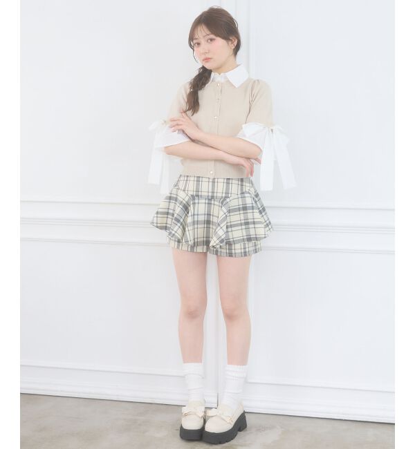  「レイヤードライクフレアショートスカパン」|キュロット|