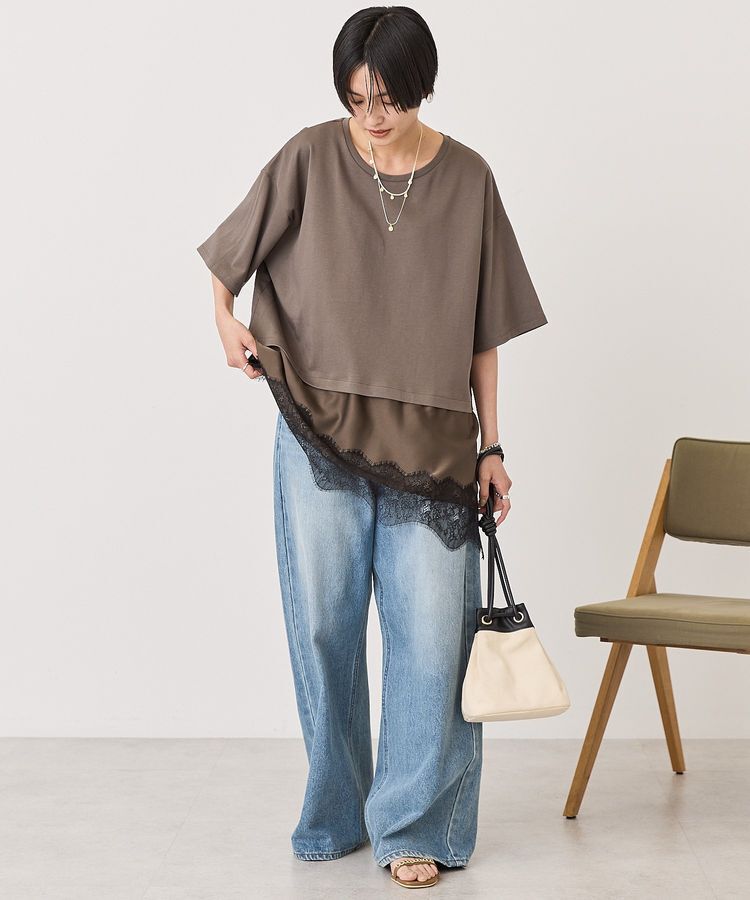 AMERICAN HOLIC「レースドッキングTシャツ」|Tシャツ・カットソー|