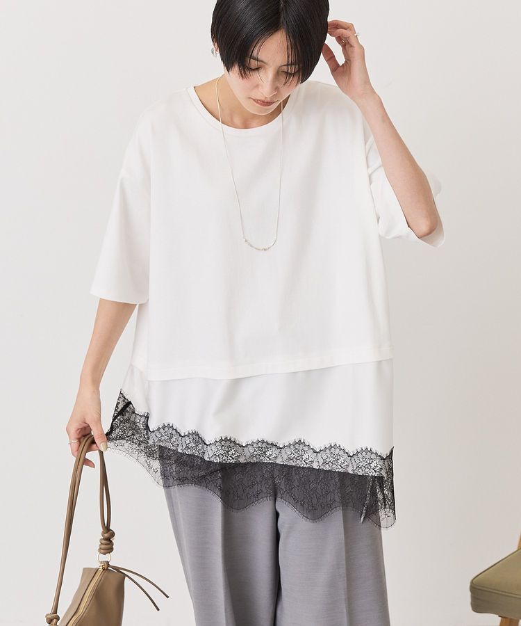 AMERICAN HOLIC「レースドッキングTシャツ」|Tシャツ・カットソー|