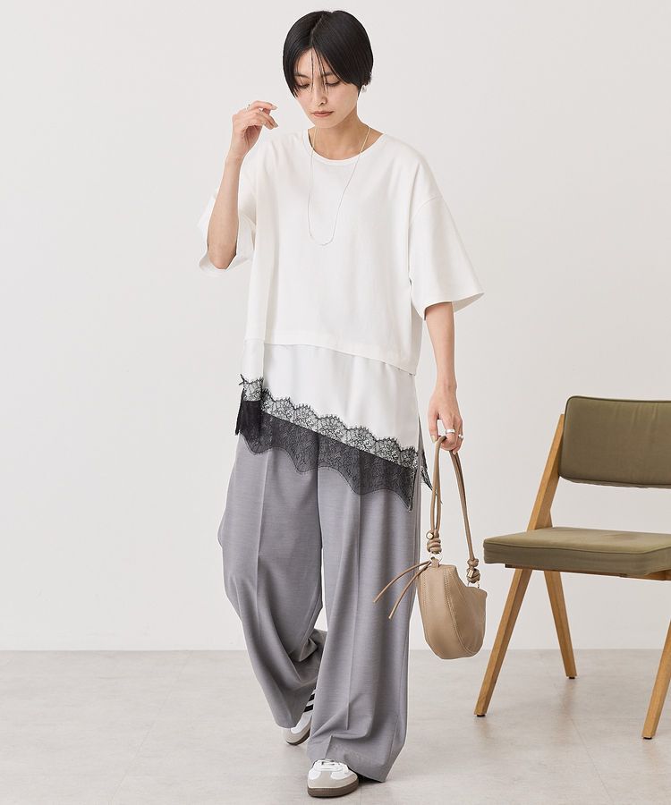 AMERICAN HOLIC「レースドッキングTシャツ」|Tシャツ・カットソー|