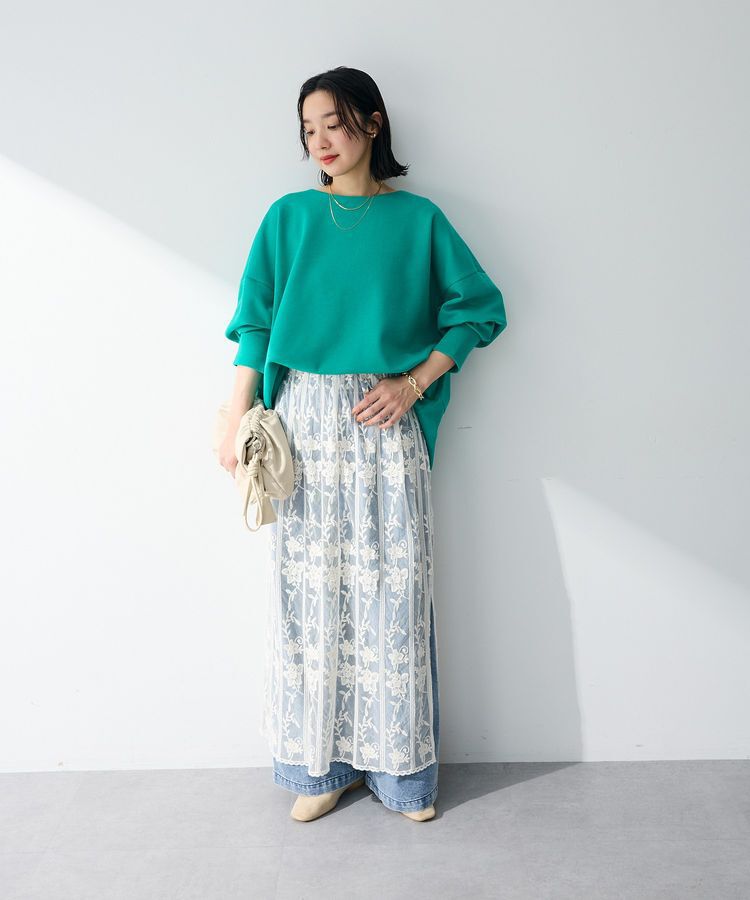 Green Parks「デニムタックワイドパンツ」|デニム|