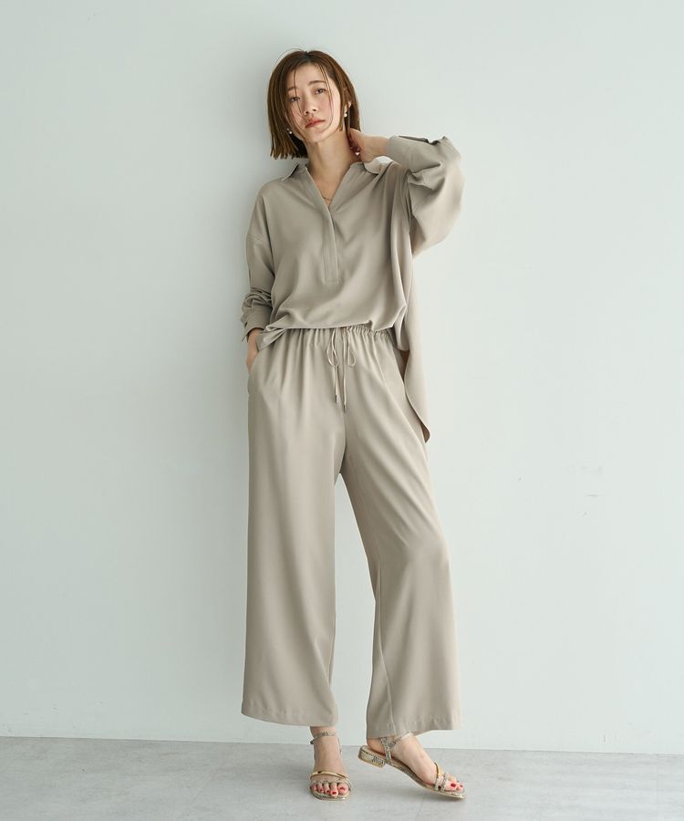 YECCA VECCA「【2点SET】スキッパーデザインセットアップ」|オールインワン|Gray Beige