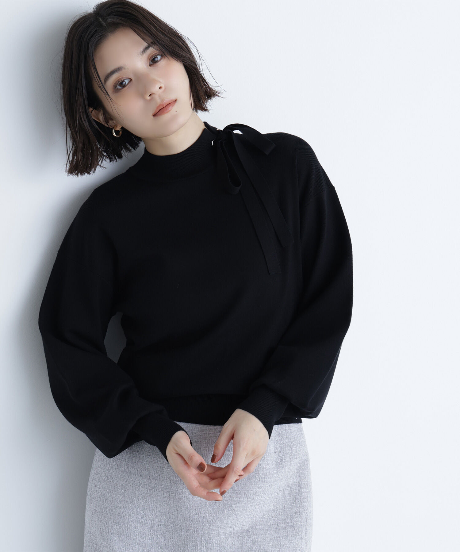  「サイドナローリボンニット」|ニット・セーター|