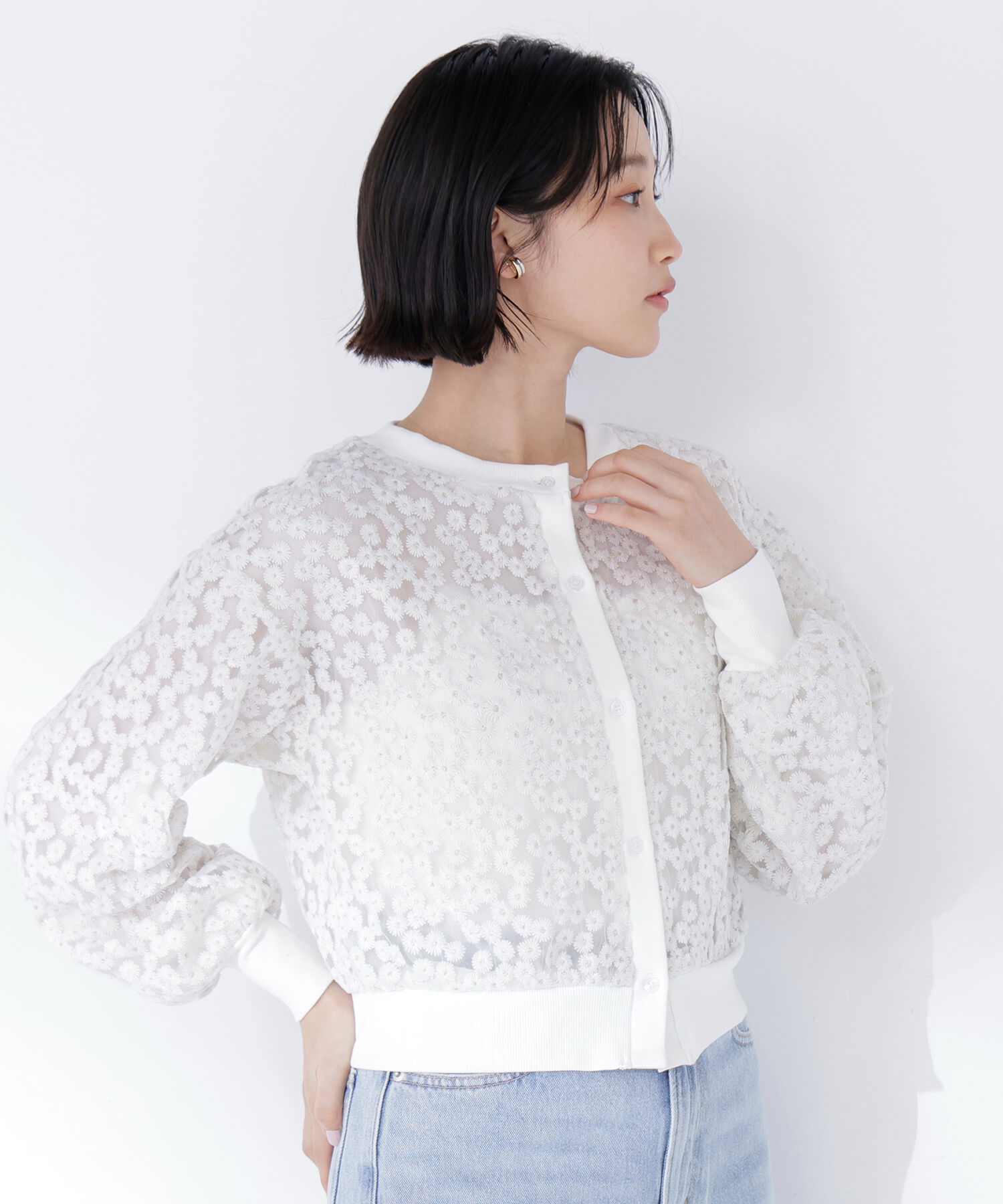 「フラワーチュール刺繍カーディガン」|ニット・セーター|