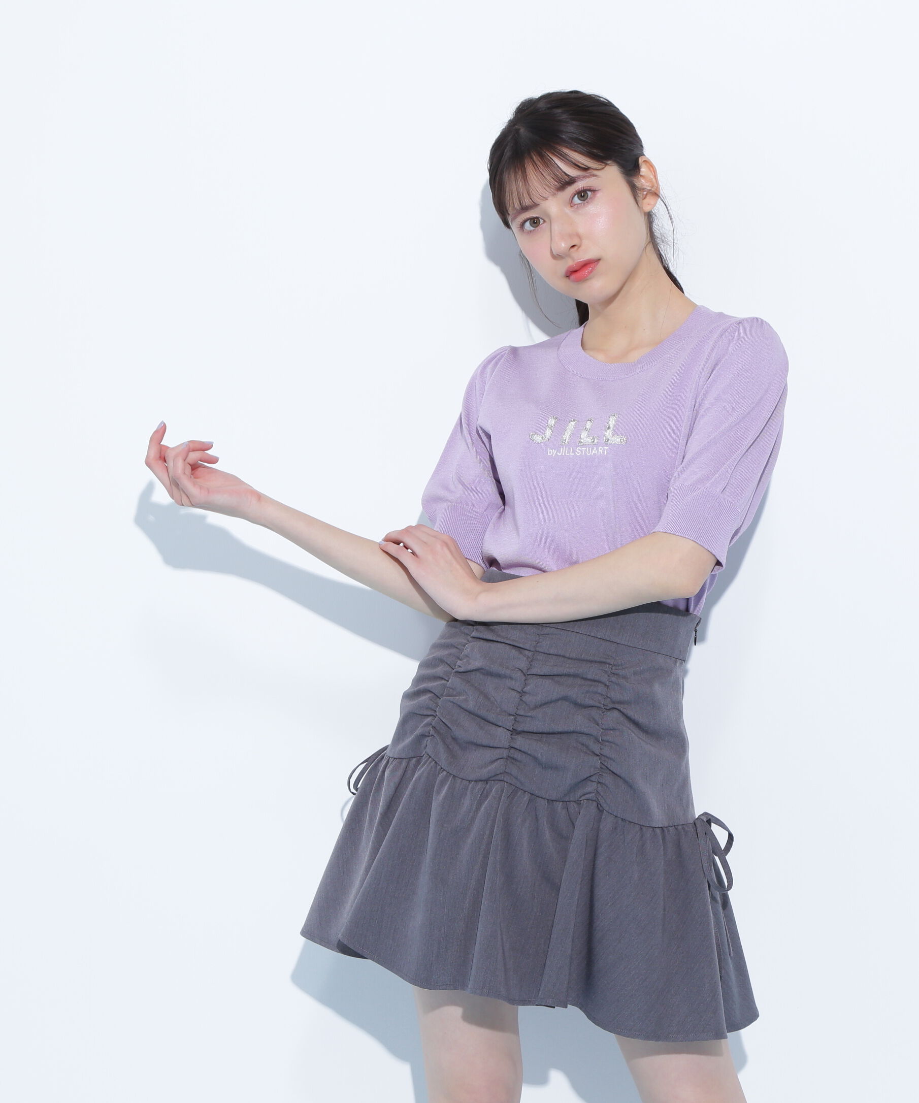  「パールミニロゴパフスリーブニットトップス」|ニット・セーター|