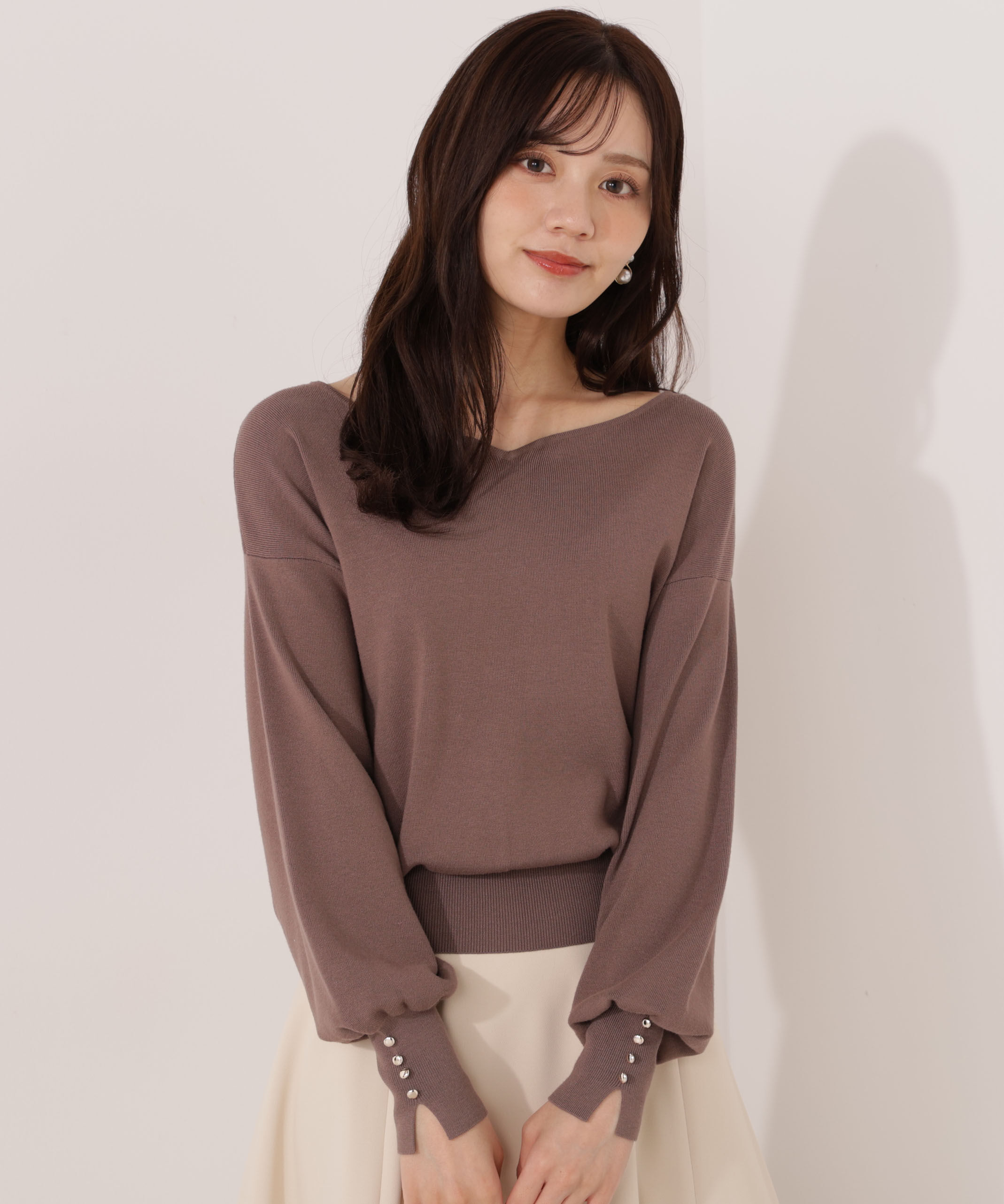 PROPORTION BODY DRESSING「＜ハンドウォッシャブル＞ハートカット総針ニット 25AW」|ニット・セーター|ブラウン