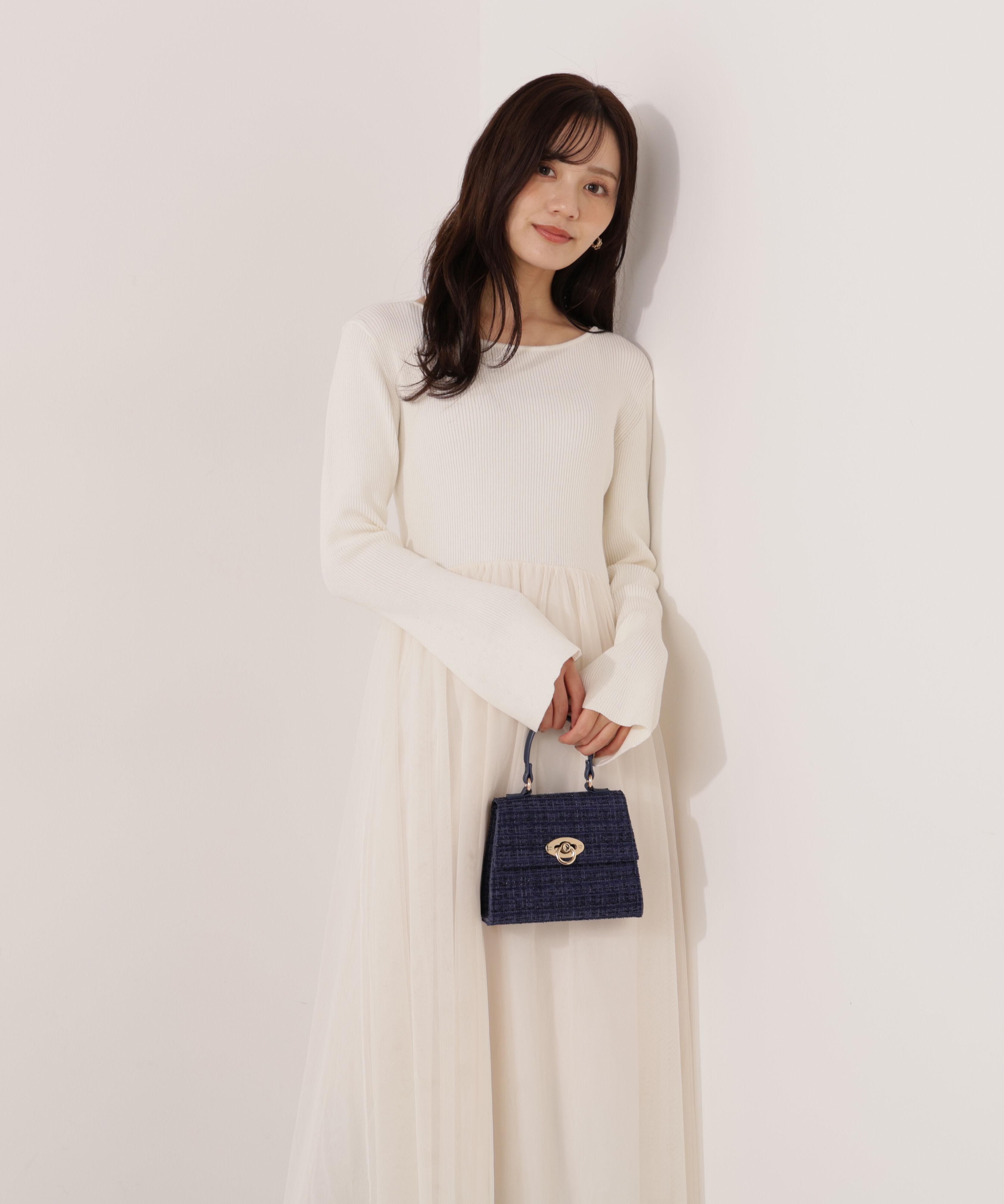 PROPORTION BODY DRESSING「《EDIT COLOGNE》チュールドッキングニットワンピース」|ワンピース|