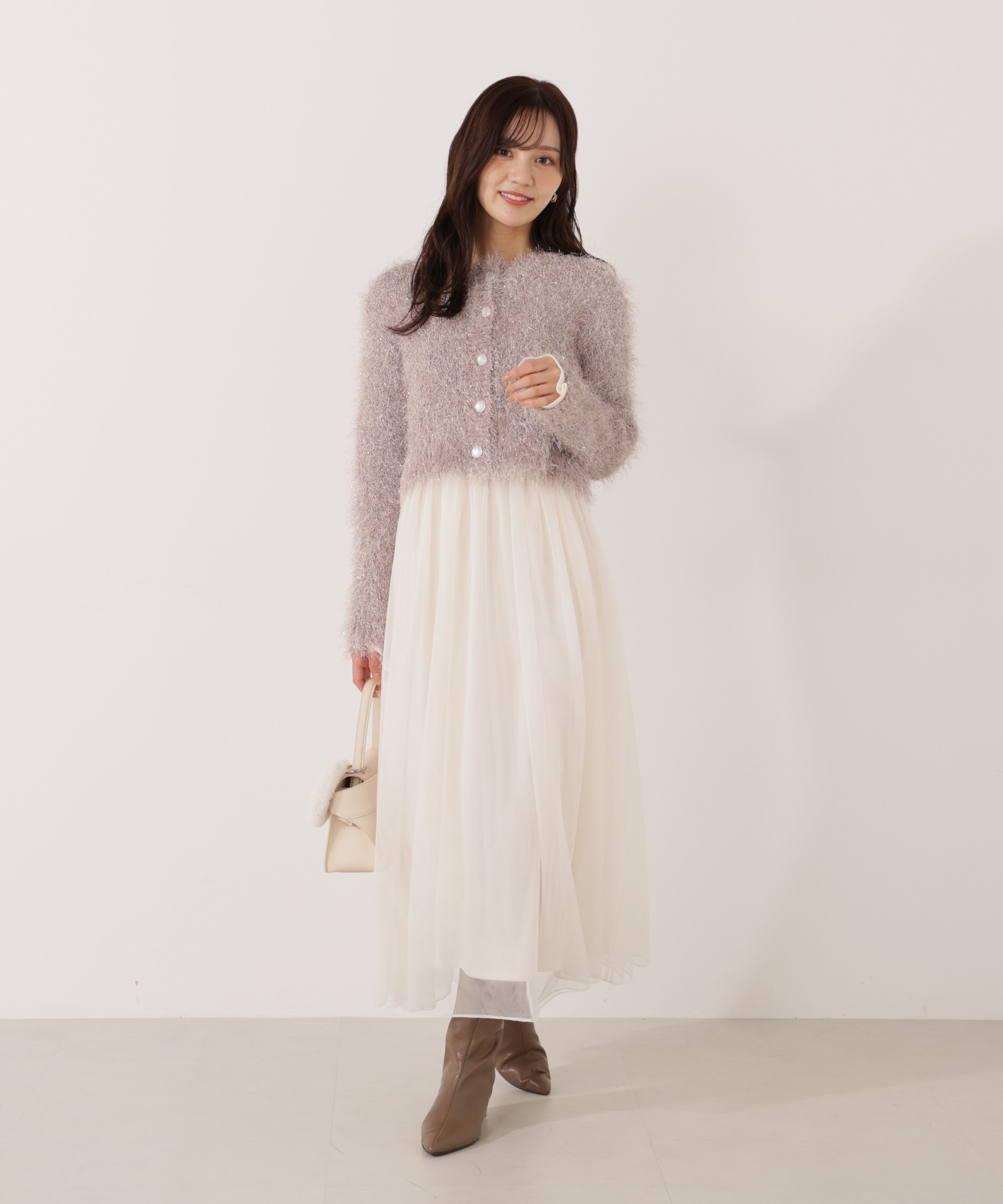 PROPORTION BODY DRESSING「《EDIT COLOGNE》チュールドッキングニットワンピース」|ワンピース|