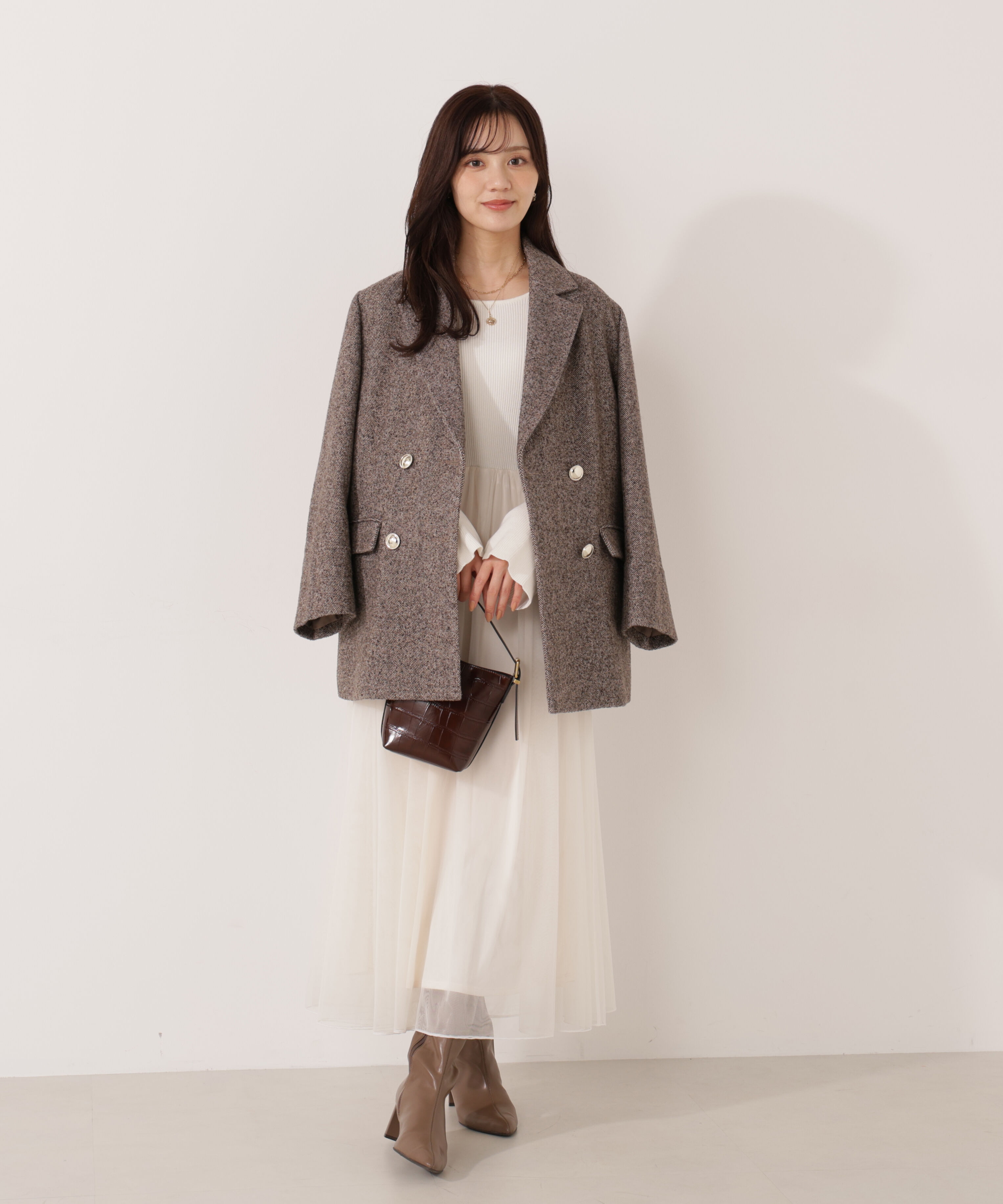 PROPORTION BODY DRESSING「《EDIT COLOGNE》チュールドッキングニットワンピース」|ワンピース|