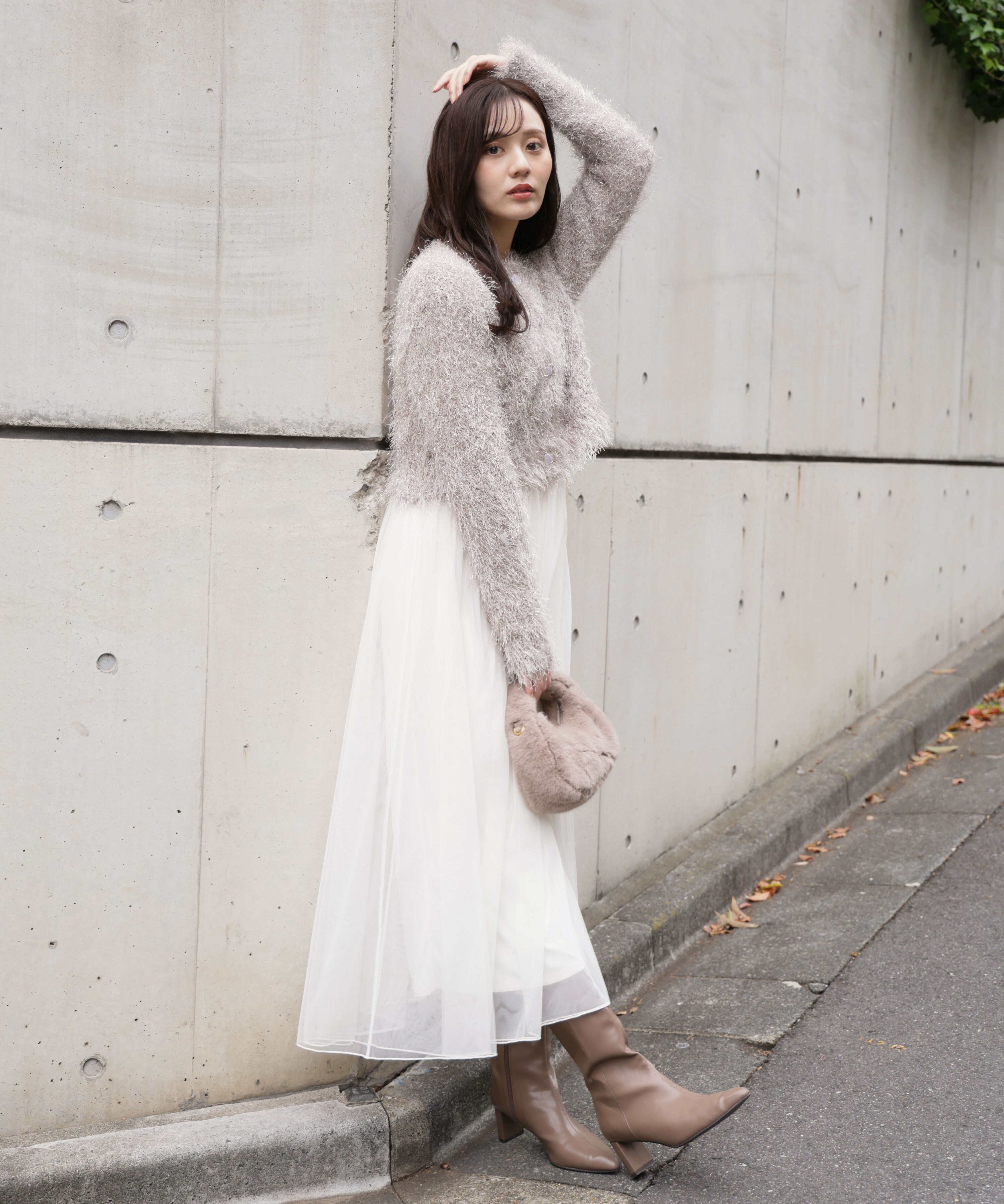PROPORTION BODY DRESSING「《EDIT COLOGNE》チュールドッキングニットワンピース」|ワンピース|