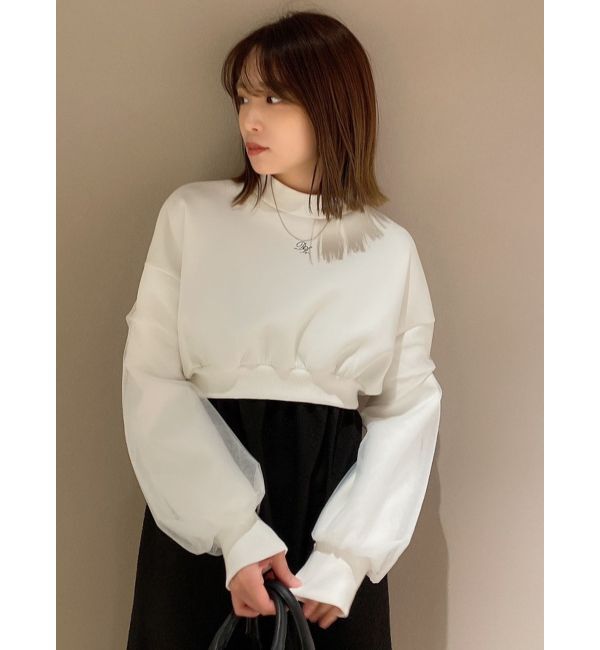 dazzlin「チュールスリーブロゴプルオーバー」|Tシャツ・カットソー|