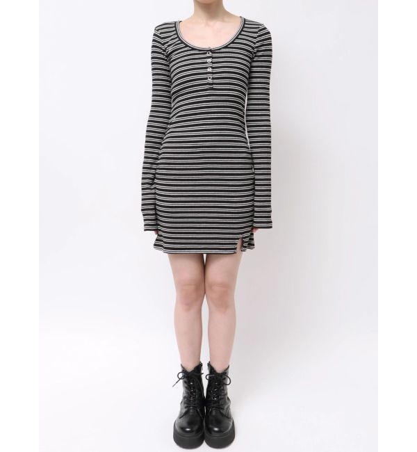 EVRIS「ヘンリーネックカットミニワンピース」|ワンピース|