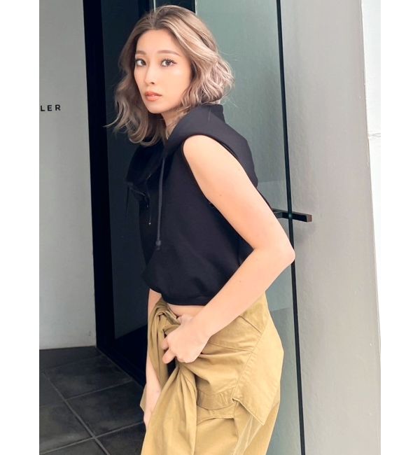 GYDA「ハーフZIPノースリーブショートパーカー」|Tシャツ・カットソー|