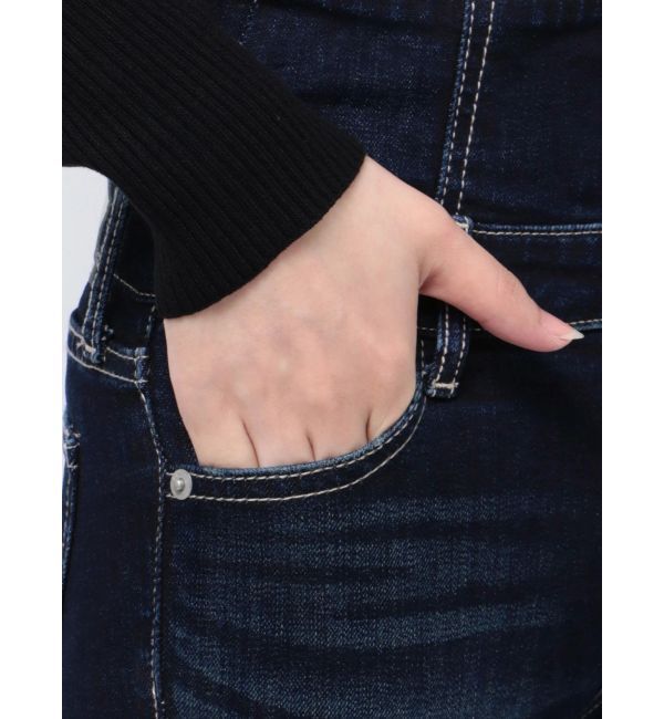GYDA「【TINY】ハイウエストウエストクロススキニーデニムパンツ」|デニム|