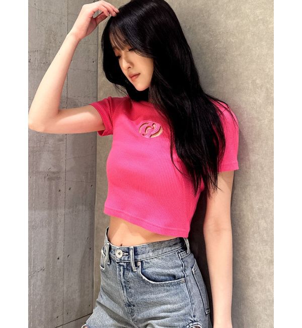 GYDA「GDカットアウトハーフスリーブテレコトップス」|Tシャツ・カットソー|