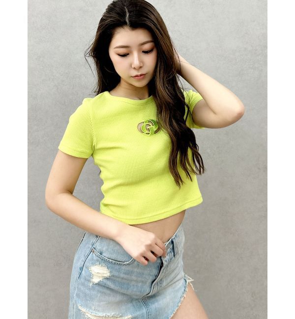 GYDA「GDカットアウトハーフスリーブテレコトップス」|Tシャツ・カットソー|