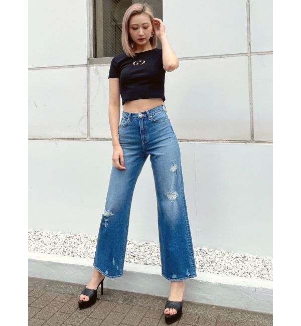 GYDA「GDカットアウトハーフスリーブテレコトップス」|Tシャツ・カットソー|