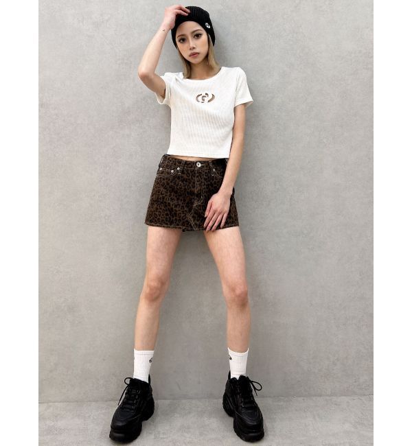 GYDA「GDカットアウトハーフスリーブテレコトップス」|Tシャツ・カットソー|