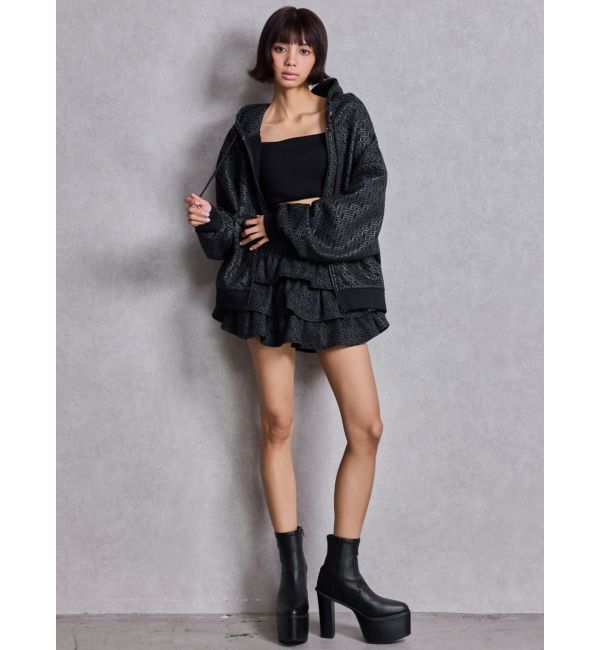 GYDA「GG chain glitter print tieredスカートライクショートパンツ」|スカート|