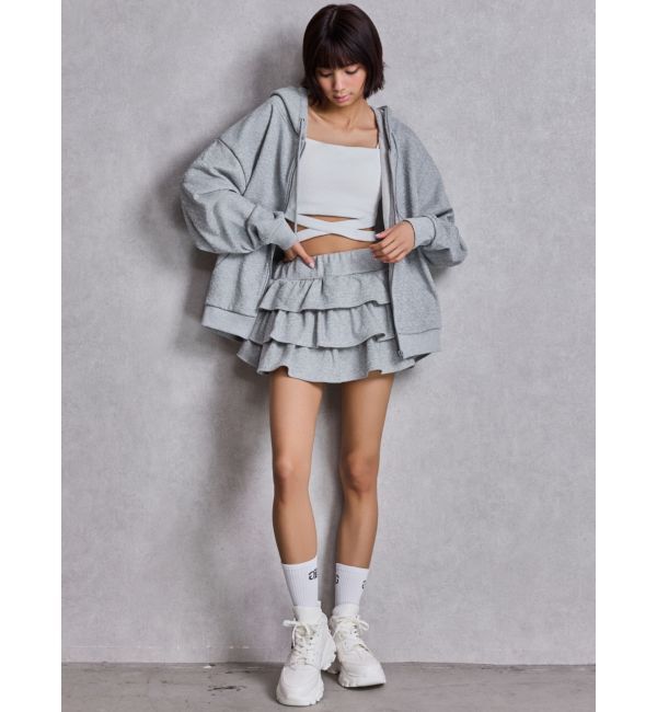 GYDA「GG chain glitter print tieredスカートライクショートパンツ」|スカート|