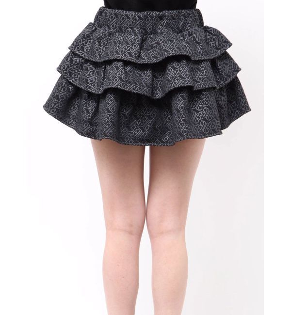 GYDA「GG chain glitter print tieredスカートライクショートパンツ」|スカート|