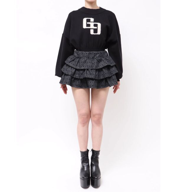 GYDA「GG chain glitter print tieredスカートライクショートパンツ」|スカート|