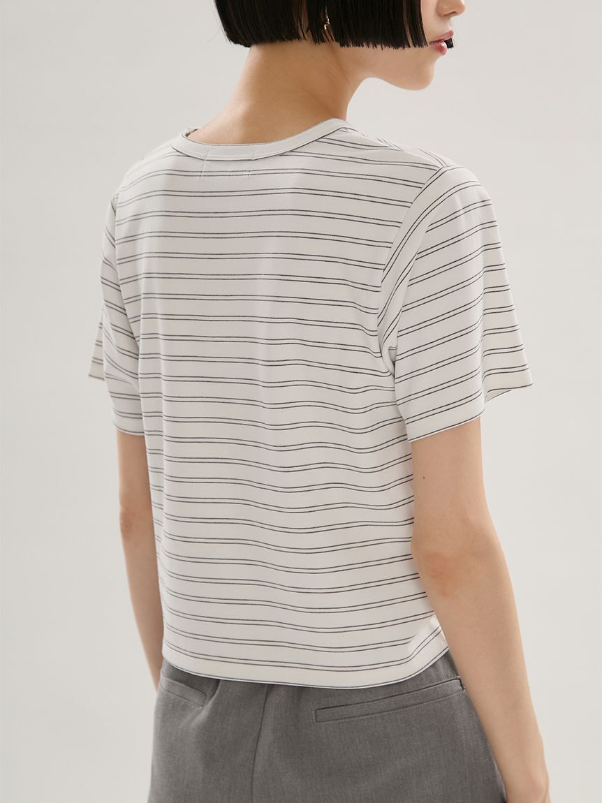 emmi atelier「ソフトタッチクロップドTシャツ」|Tシャツ・カットソー|