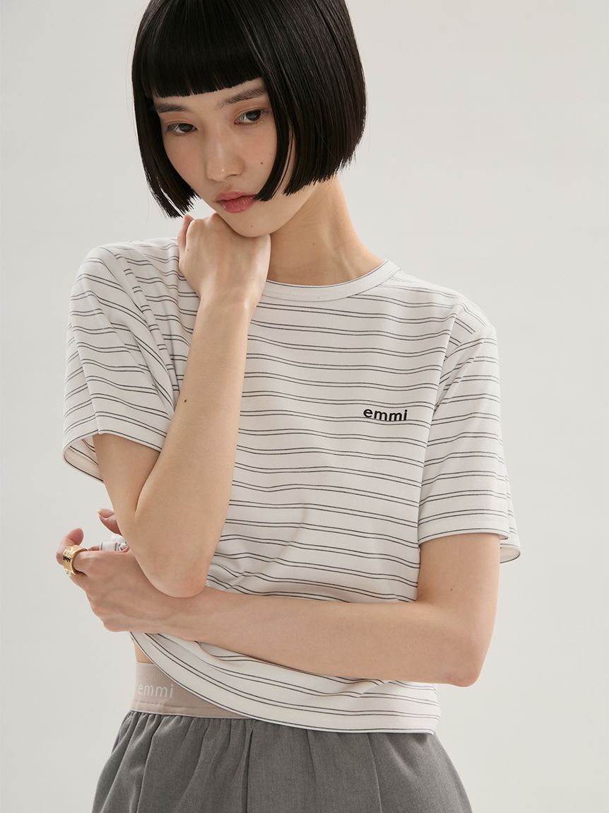 emmi atelier「ソフトタッチクロップドTシャツ」|Tシャツ・カットソー|BORDER