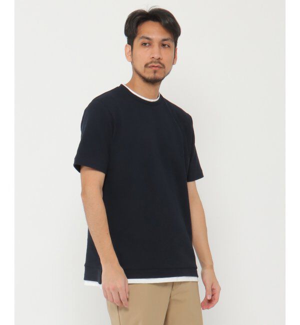 ikka「ワッフルフェイクＴ」|Tシャツ・カットソー|ネイビー