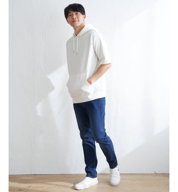 ikka「【接触冷感／抗菌防臭】GOKU楽セイケツ5分袖パーカー」|Tシャツ・カットソー|