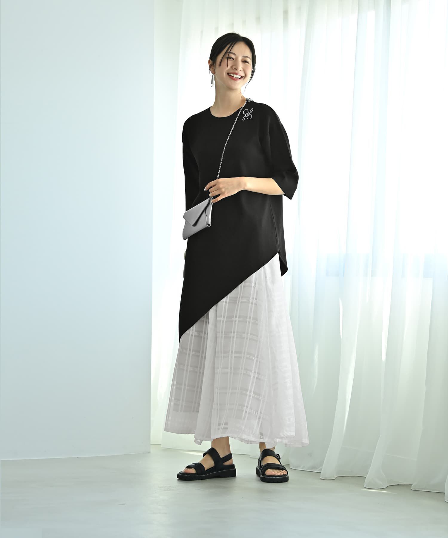 STYLE DELI「【Kana Oyama&times;BLK001】アシメトップス／DELI size」|Tシャツ・カットソー|