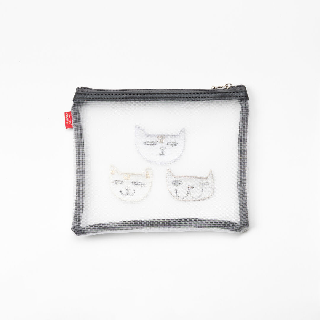  「THE THREE CATS メッシュフラットポーチ」|ポーチ|