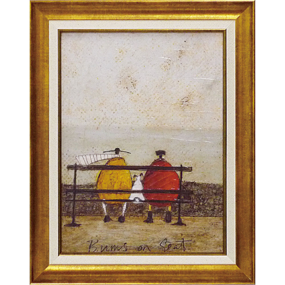 BACKYARD FAMILY「アートフレーム 通販 サムトフト 犬と釣り人と小さな船 壁掛けアート 絵画 壁飾り W48 x」|その他|グレー1