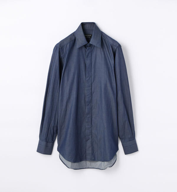 TOMORROWLAND MENS「140/2インディゴツイル レギュラーカラー ドレスシャツ」|シャツ・ブラウス|