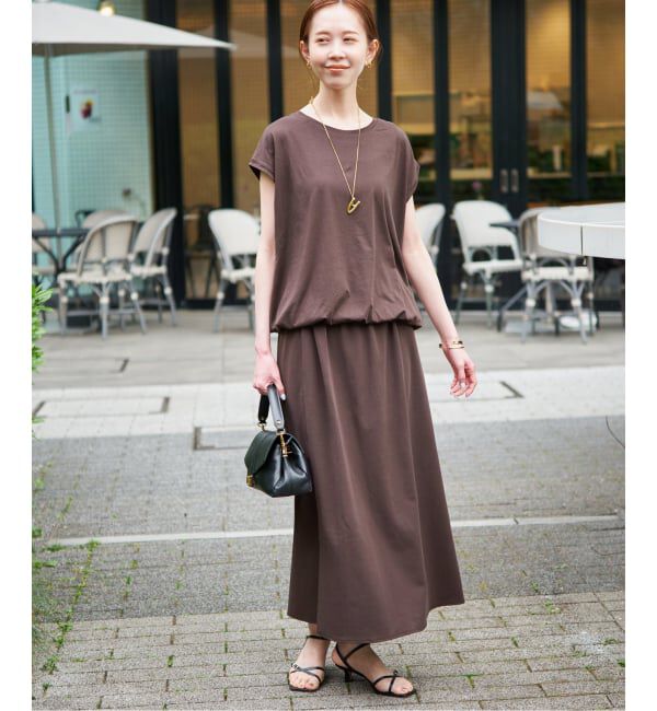 SLOBE IENA「《2枚セット/予約》ニュアンスカットソー&times;ナロースカートセットアップ」|Tシャツ・カットソー|ブラウン