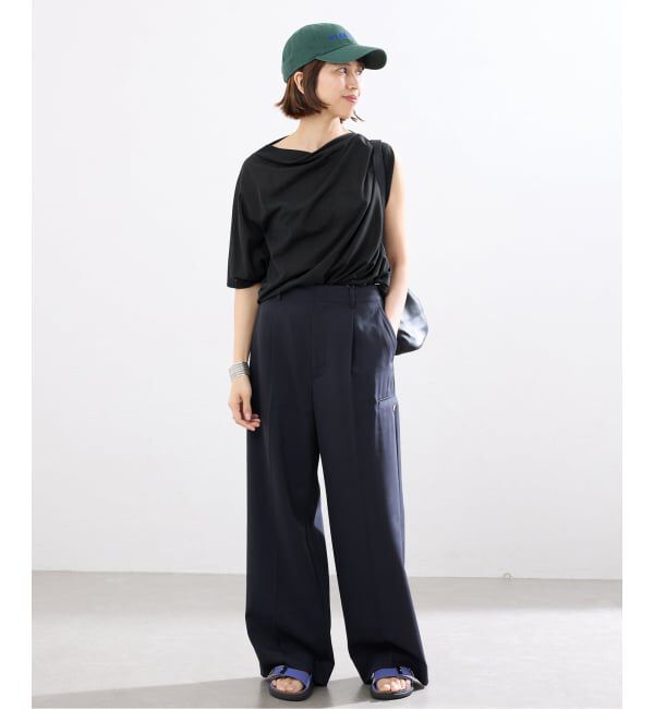 IENA「HAKUJI/ハクジ crepe jersey asym T Tシャツ H232617」|Tシャツ・カットソー|