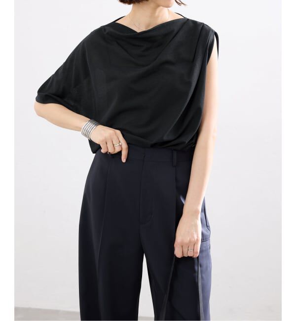 IENA「HAKUJI/ハクジ crepe jersey asym T Tシャツ H232617」|Tシャツ・カットソー|