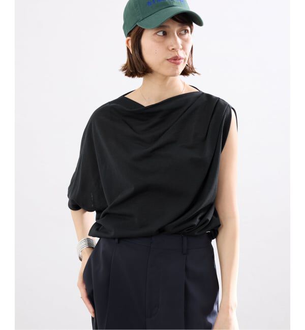IENA「HAKUJI/ハクジ crepe jersey asym T Tシャツ H232617」|Tシャツ・カットソー|