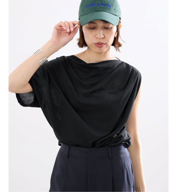 IENA「HAKUJI/ハクジ crepe jersey asym T Tシャツ H232617」|Tシャツ・カットソー|