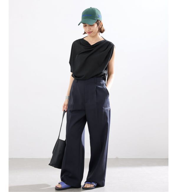 IENA「HAKUJI/ハクジ crepe jersey asym T Tシャツ H232617」|Tシャツ・カットソー|
