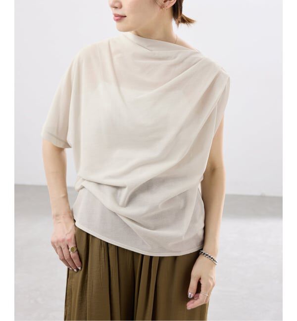 IENA「HAKUJI/ハクジ crepe jersey asym T Tシャツ H232617」|Tシャツ・カットソー|ホワイト A