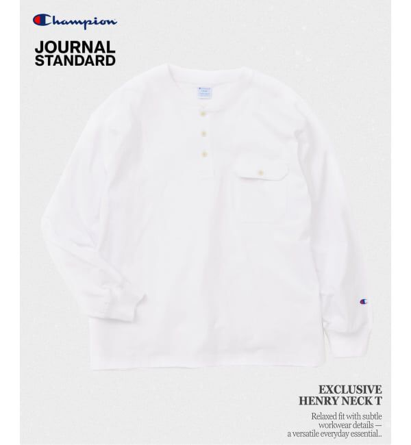 JOURNAL STANDARD「CHAMPION / チャンピオン for JS 長袖 ヘンリーネック」|Tシャツ・カットソー|ホワイト