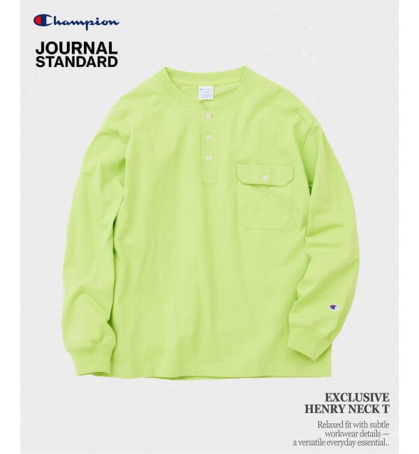 JOURNAL STANDARD「CHAMPION / チャンピオン for JS 長袖 ヘンリーネック」|Tシャツ・カットソー|グリーン C