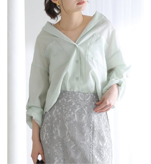  「【洗える】リネンブレンドシアーシャツ」|シャツ・ブラウス|