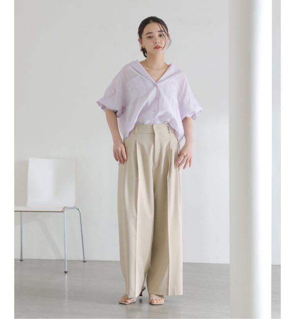  「【洗える】リネンブレンドシアーシャツ」|シャツ・ブラウス|