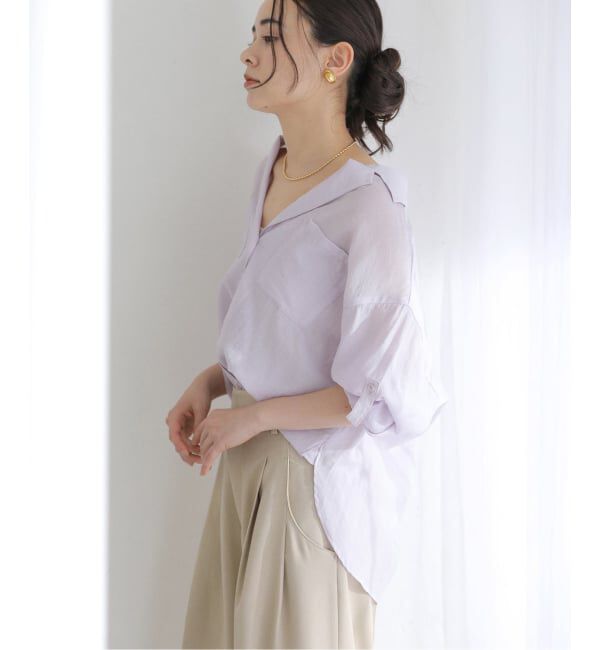  「【洗える】リネンブレンドシアーシャツ」|シャツ・ブラウス|