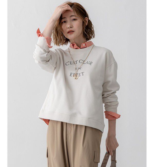 23区「【洗える】コットンテリー ロゴ スウェット」|Tシャツ・カットソー|アイボリー系