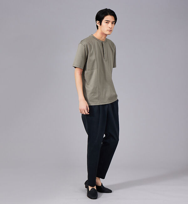 ABAHOUSE「【スーピマコットン】比翼 ヘンリーネック Tシャツ」|Tシャツ・カットソー|